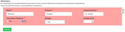 Enhanced Collection Table row example