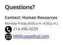 Coppell Independent School District Human Resources Contact Info..JPG