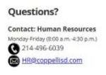 Coppell Independent School District Human Resources Contact Info..JPG
