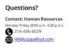 Coppell Independent School District Human Resources Contact Info..JPG