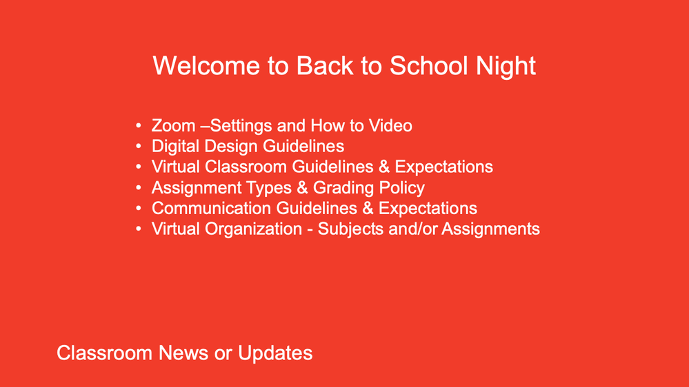 Virtual Back to School Night Demonstration
