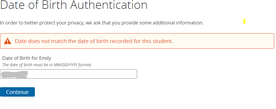 Date of Birth Does not Match PowerSchool Community