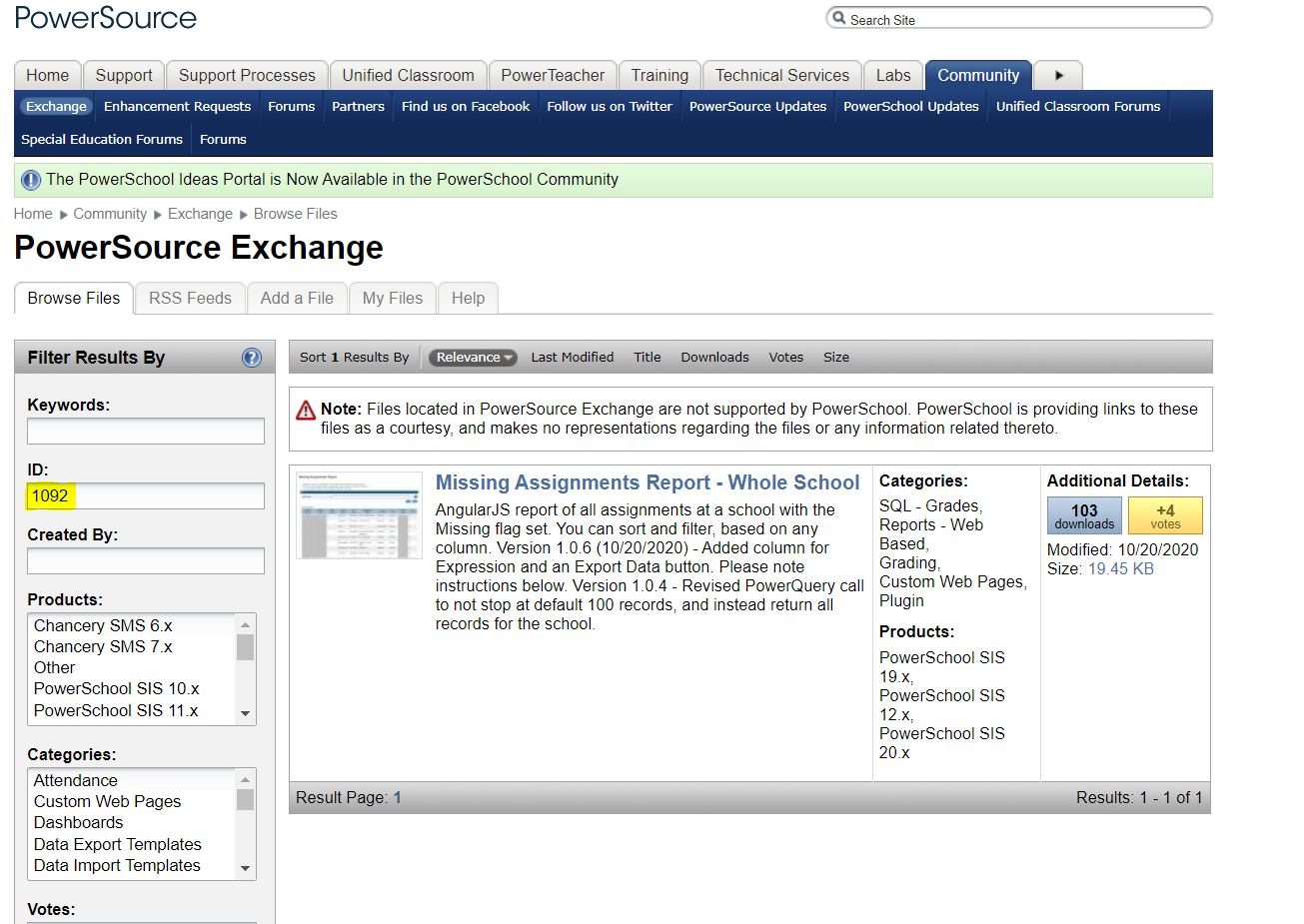 Missing Assignment report PowerSchool Community