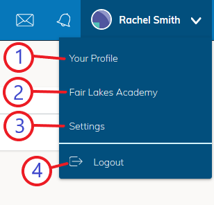 Account drop-down menu