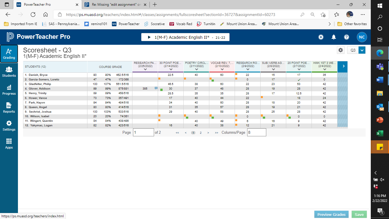 missing assignment report in powerschool