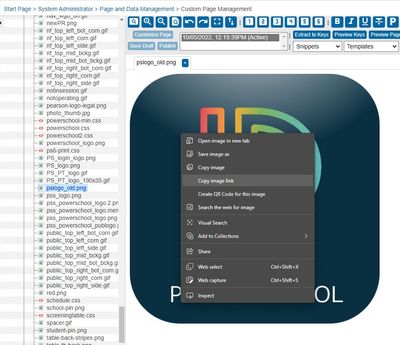 Copy image link from PowerSchool file manager