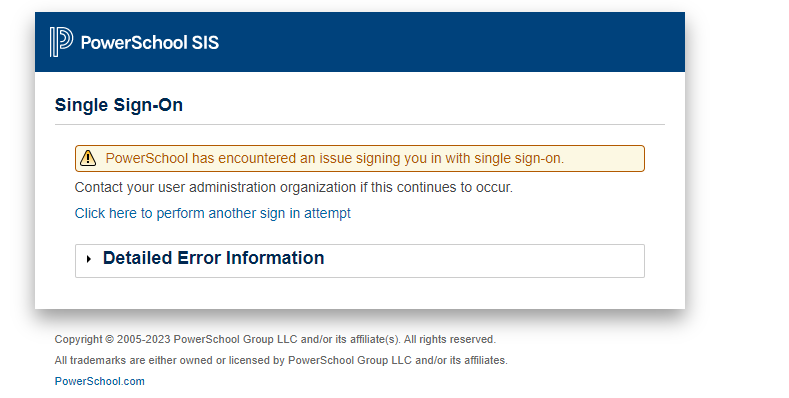 Log In Error PowerSchool Community