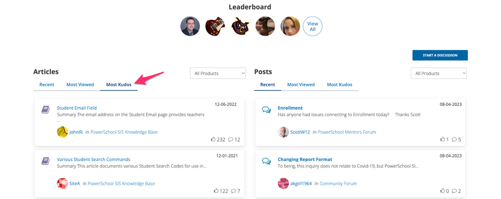 Image of Kudos Sort on Community Home Page.png