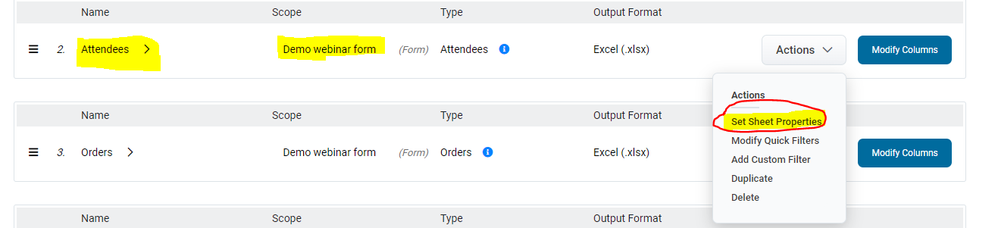 Set Sheet Properties