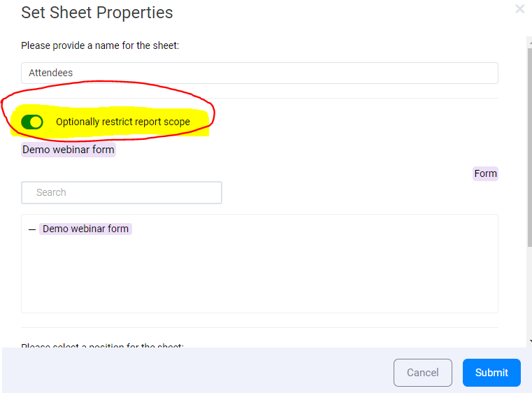 Turn off  Optionally restrict report scope
