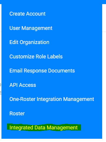 Integrated Data Management tab