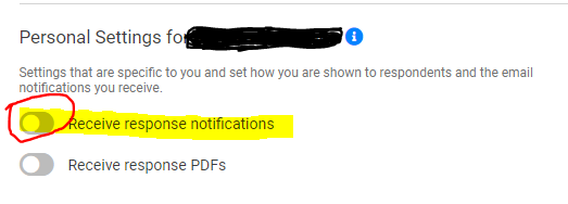 toggle on for Receive response notifications