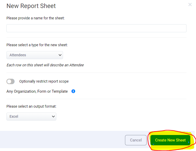 Click on Create New Sheet