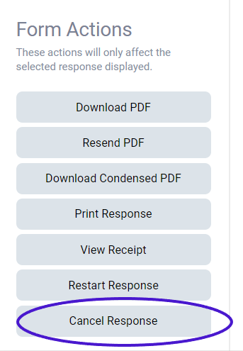 Select Cancel Response