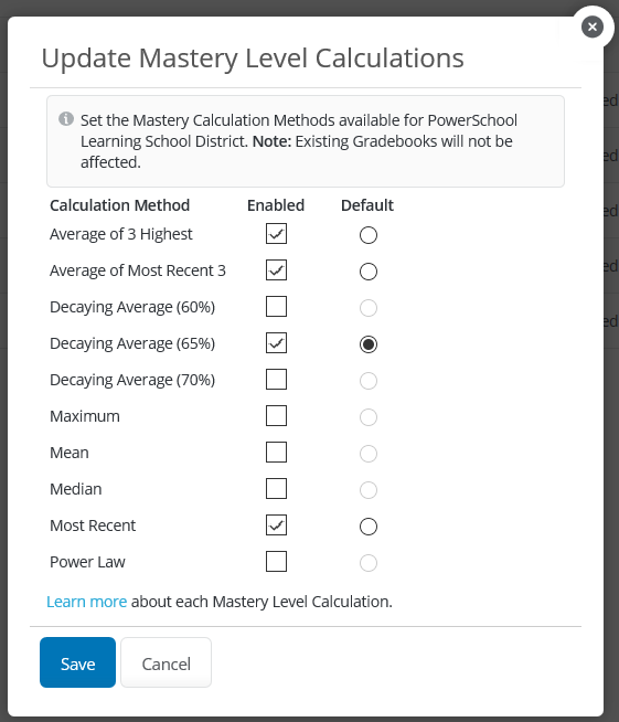 What is a Mastery Level Calculation, and how do I PowerSchool