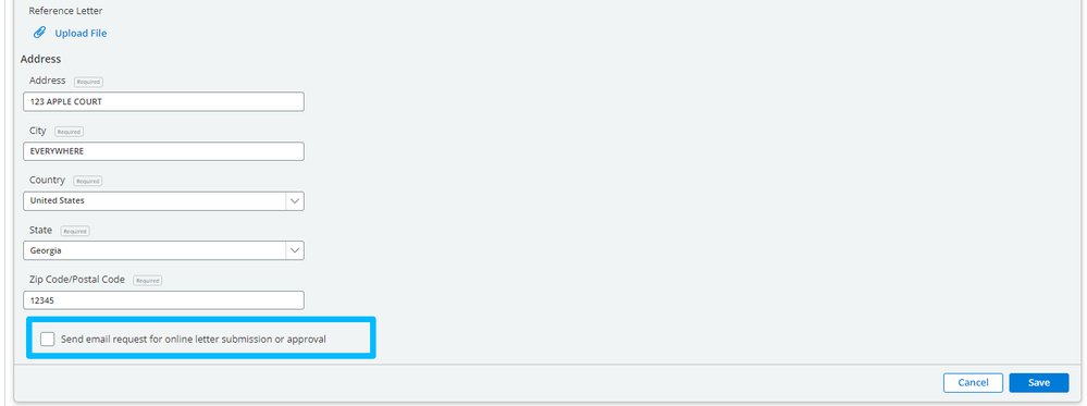 Send email request for online letter submission or approval
