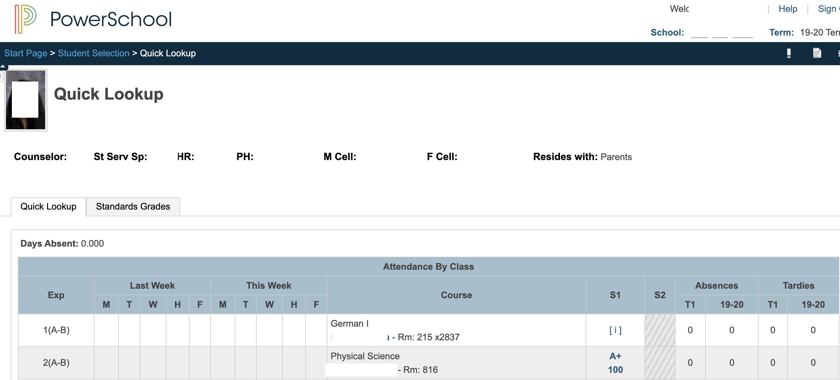 Quick Lookup Any shot I can add teacher extension... PowerSchool